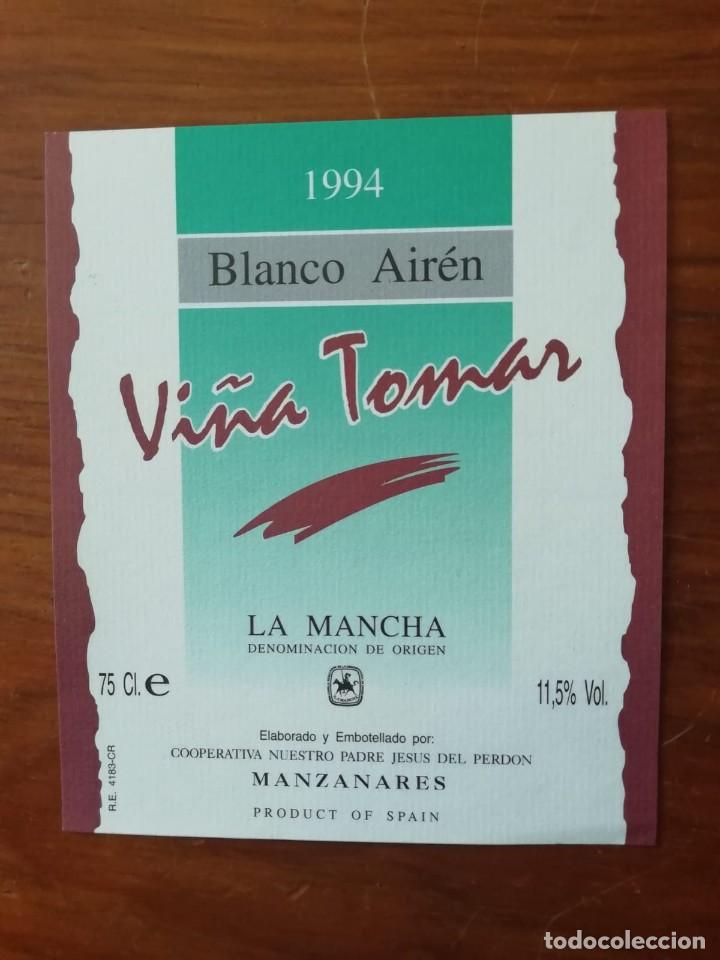 Old Labels: VI&Ntilde;A TOMAR BLANCO AIR&Eacute;N COOPERATIVA N&ordm; PADRE JESUS DEL PERDON Manzanares (Ciudad Real). PERFECTA