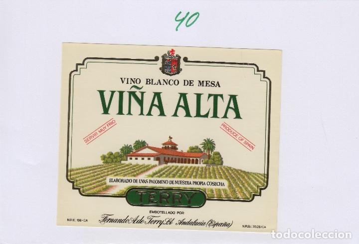 Etiquetas antiguas: TERRY CARLOS JAVIER. PUERTO DE Santa Maria . VI&Ntilde;A ALTA . ETIQUETA DE VINO ref 40