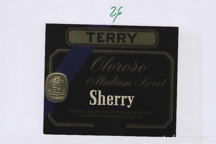 Etiquetas antiguas: TERRY FERNANDO . PUERTO DE Santa Maria. SHERRY OLOROSO . ETIQUETA DE VINO ref 26