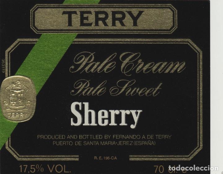 Etiquetas antiguas: TERRY FERNANDO . PUERTO DE Santa Maria. SHERRY PALE CREAM . ETIQUETA DE VINO ref 26