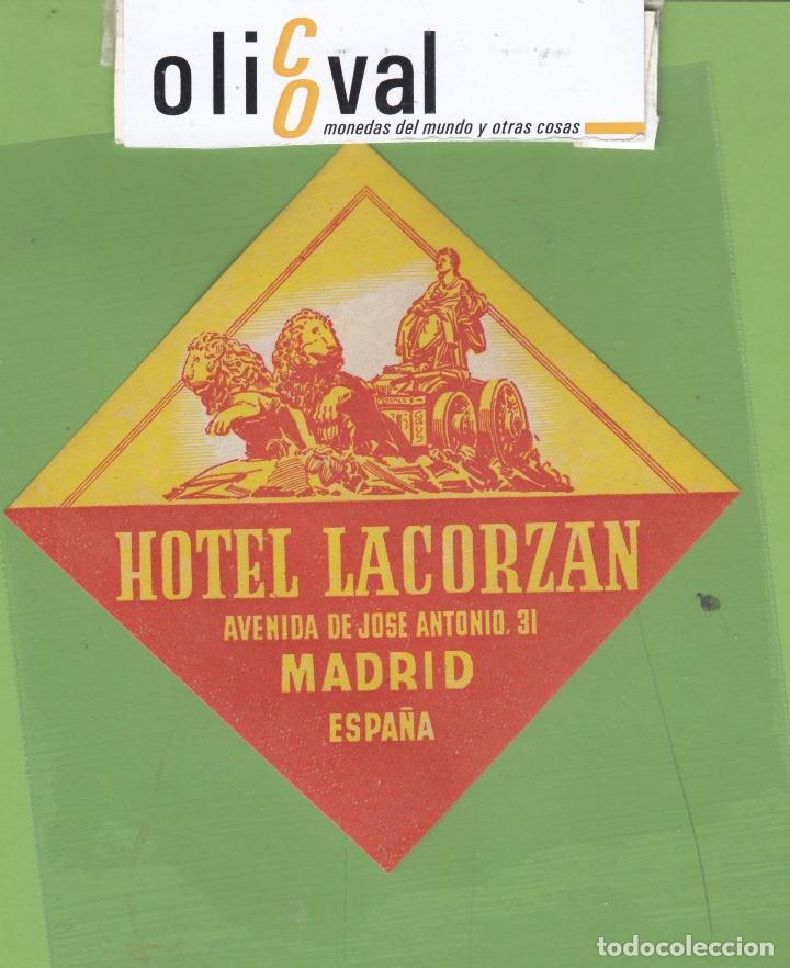 Etiquetas antiguas: ETIQUETA HOTEL LACORZAN MADRID ESPA&Ntilde;A 8 X 80mm EH3472