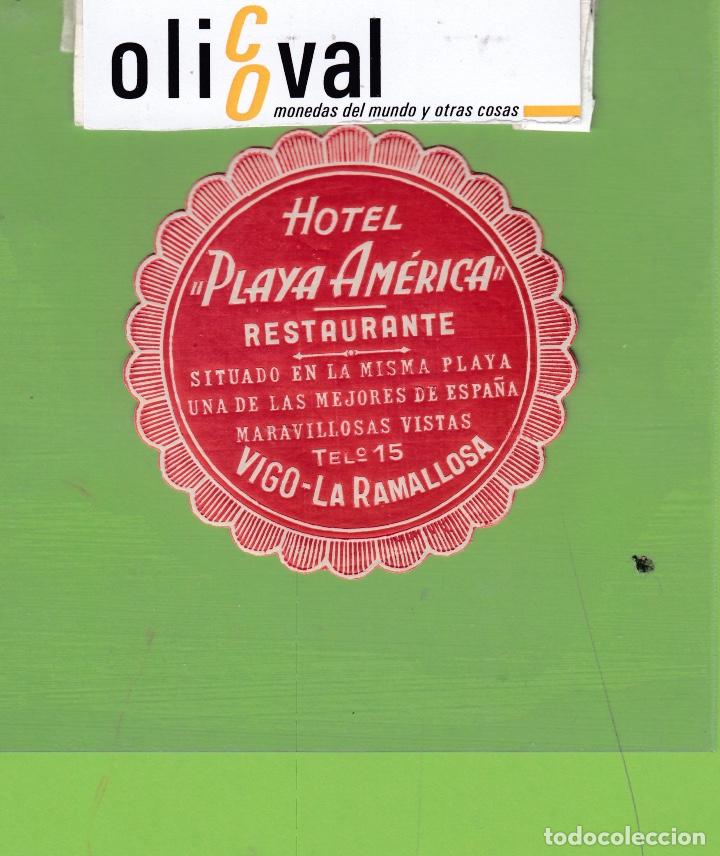 Etiquetas antiguas: ETIQUETA HOTEL PLAYA AMERICA VIGO DATADA TEL.TROQUEL VIGO GALICIA ESPA&Ntilde;A 70 mm EH3473