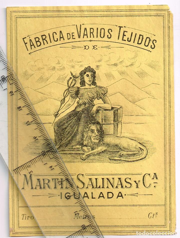 Alte Etiketten: 1908/30&acute;s. Etiqueta AMARILLO Y NEGRO F&aacute;brica Varios Tejidos Mart&iacute;n Salinas IGUALADA (11)