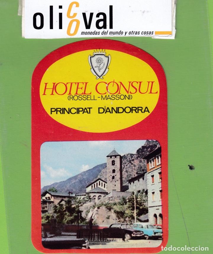 Etiquetas antiguas: ETIQUETA HOTEL CONSUL PRINCIPAT D&rsquo;ANDORRA TROQUEL 112X72 mm EH3484