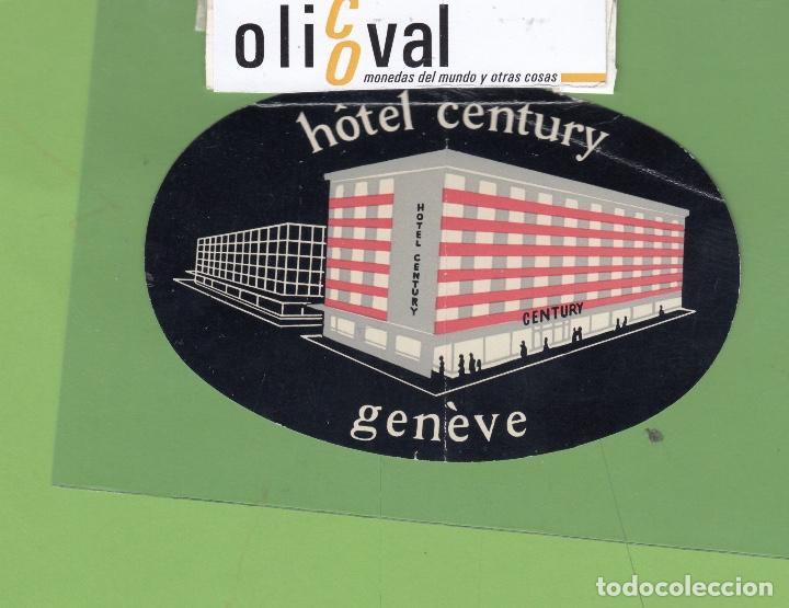 Etiquetas antiguas: ETIQUETA HOTEL CENTURY GENEDVE SUIZA OVAL 120X75 mm . EH3497