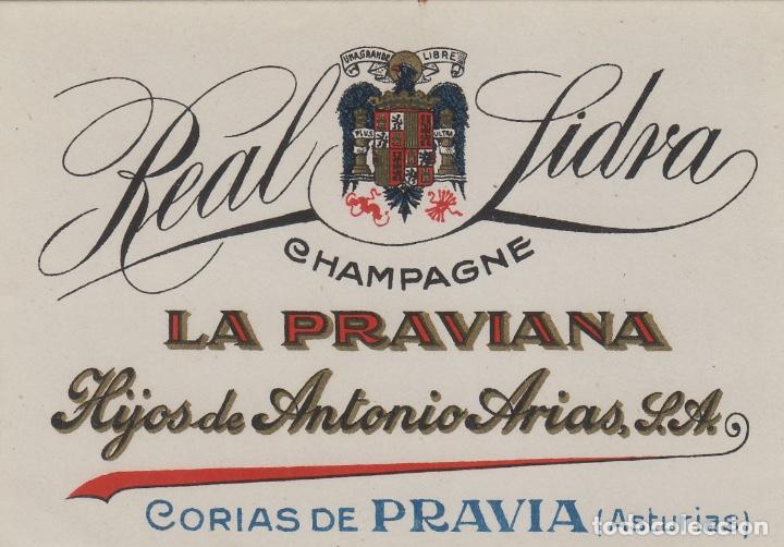 &Eacute;tiquettes anciennes: ASTURIAS ,CORIAS DE PRAVIA . REAL SIDRA LA PRAVIANA A. ARIAS . 10X7cm . ETIQUETA DE VINO ref 24