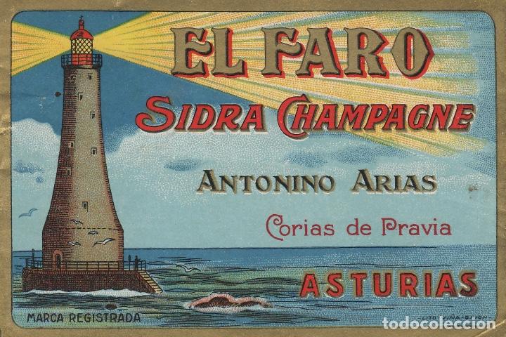 Etichette antiche: ASTURIAS , CORIAS DE PRAVIA , SIDRA EL FARO ANTONIO ARIAS . ETIQUETA DE VINO ref 27
