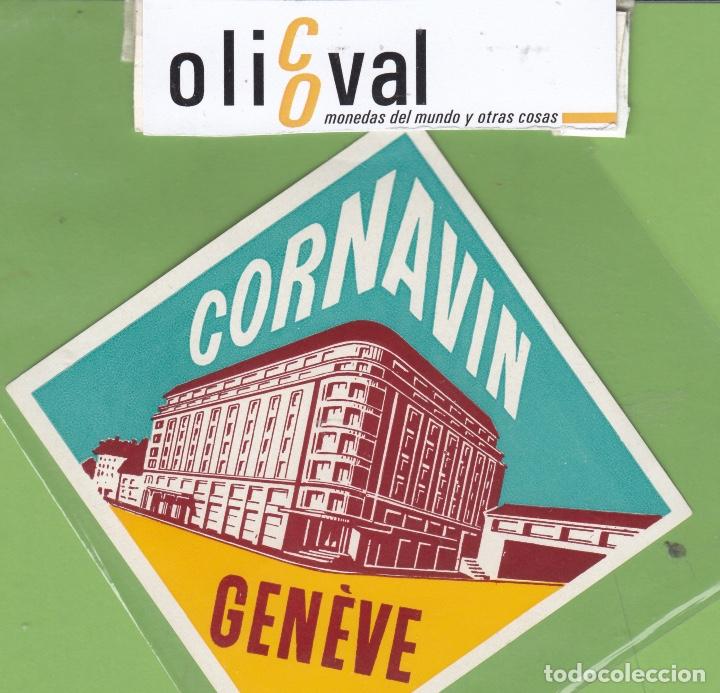 Etiquetas antiguas: ETIQUETA HOTEL CORNAVIN GEHEVE SUIZA TROQUEL 85 mm EH3513