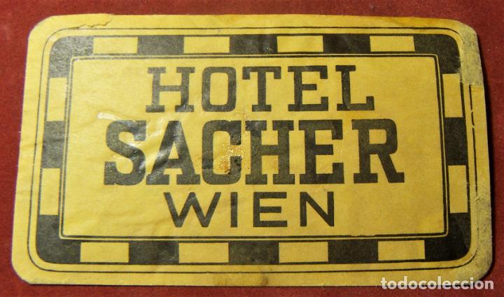 Etiquetas antiguas: Etiqueta del hotel Sacher. Wien, Austria. SE&Ntilde;ALES DE USO