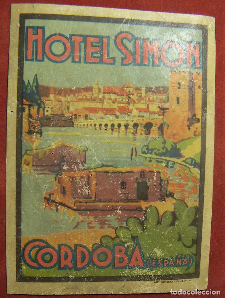 Etiquetas antiguas: ETIQUETA HOTEL - HOTEL SIMON CORDOBA SE&Ntilde;ALES DE USO