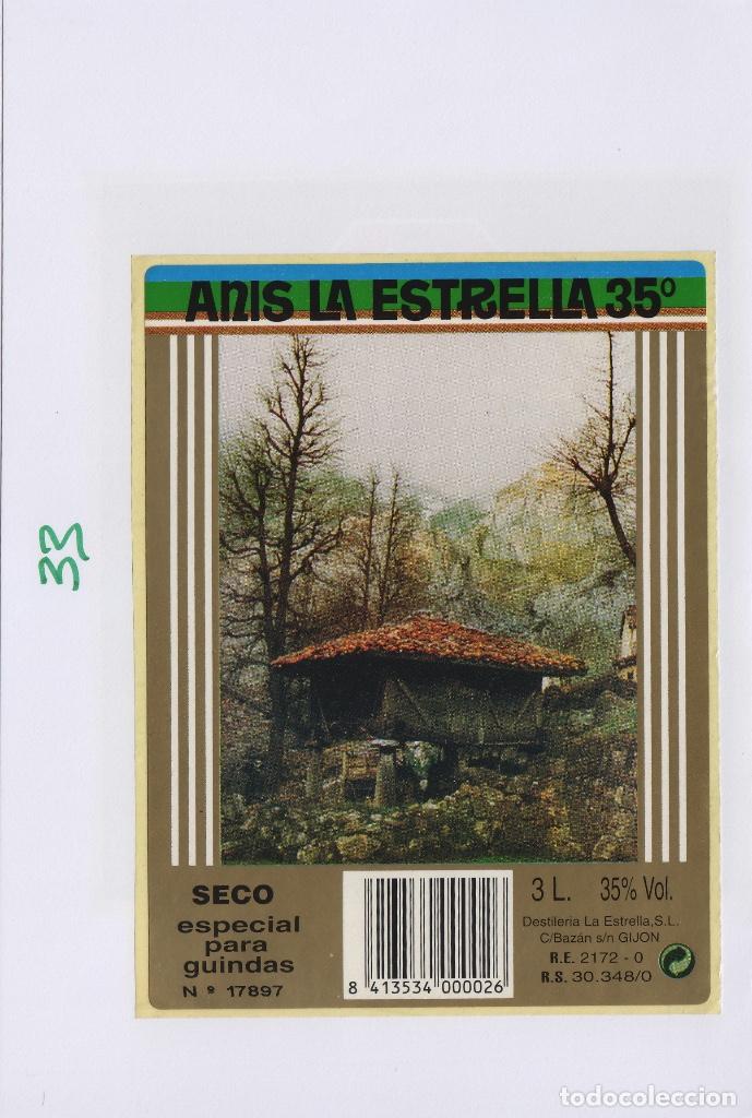 Etichette antiche: ASTURIAS , ANIS LA ESTRELLA 35&ordm; DESTILERIA LA ESTRELLA . ETIQUETA DE VINO ref 33