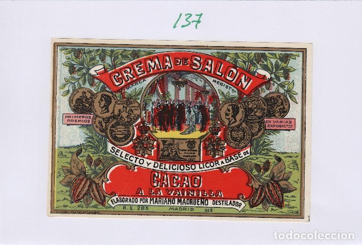 &Eacute;tiquettes anciennes: MADRID ,CREMA DE SAL&Oacute;N ,CACAO A LA VAINILLA, MARIANO MADRUE&Ntilde;O &iexcl;&iexcl;TINTA MOVIDA&iexcl;&iexcl; ETIQUETA DE VINO ref