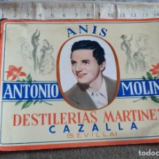 Etiquetas antiguas: ETIQUETA ANIS ANTONIO MOLINA - DESTILERIAS MARTINEZ - CAZALLA - SEVILLA