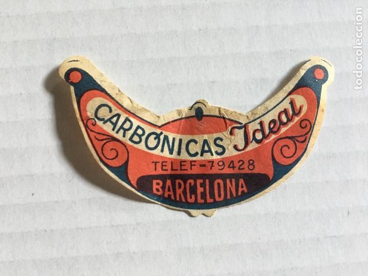Etiquetas antiguas: ETIQUETA ANTIGUA PARA BOTELLA GASEOSA CARBONICAS - IDEAL - BARCELONA