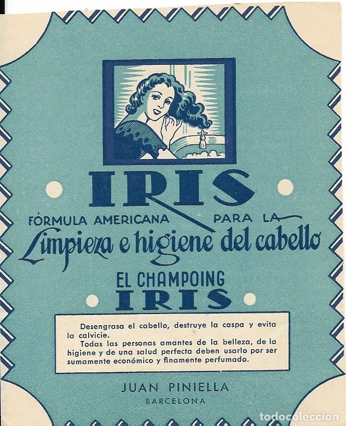 Alte Etiketten: Etiqueta publicitaria antigua IRIS limpieza e higiene del cabello
