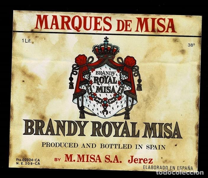 Etiquetas antiguas: C15-7-4 Etiqueta de BRANDY ROYAL MISA de Marque de Misa