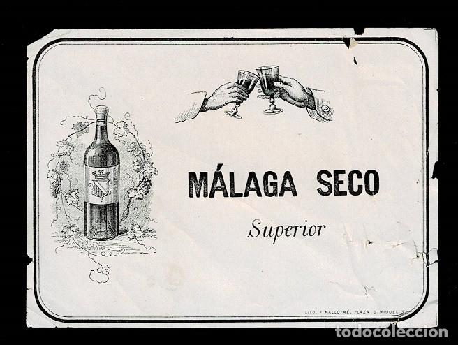 Etiquetas antiguas: C15-7-5 Etiqueta de MALAGA SECO Superior