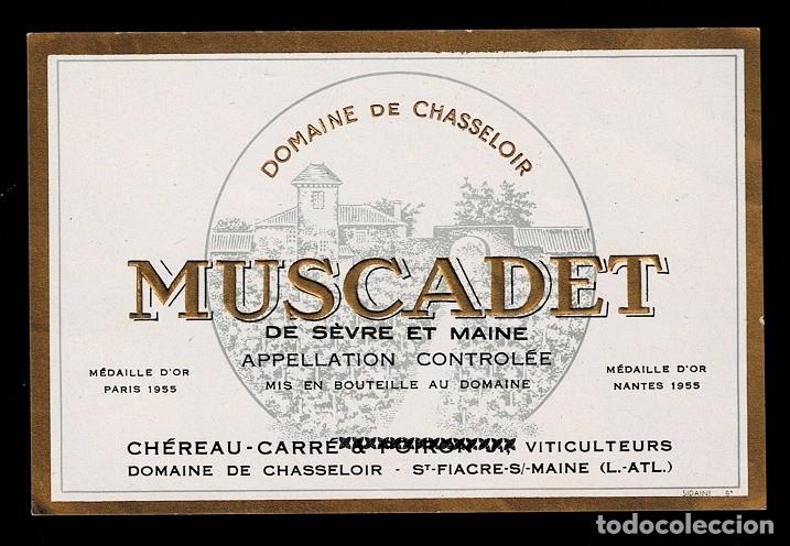 Etiquetas antiguas: C15-7-12 Etiqueta de MUSCADET de Sevreet Maine
