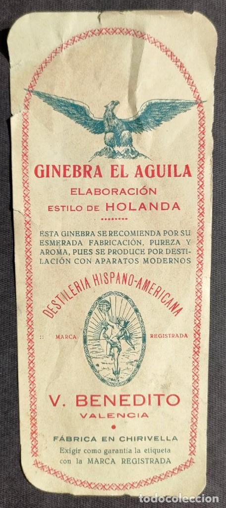 Etiquetas antiguas: VALENCIA LOTE TRES ETIQUETAS GINEBRA EL AGUILA CASA BOTIJOS ALMACENES SACRAMENTO