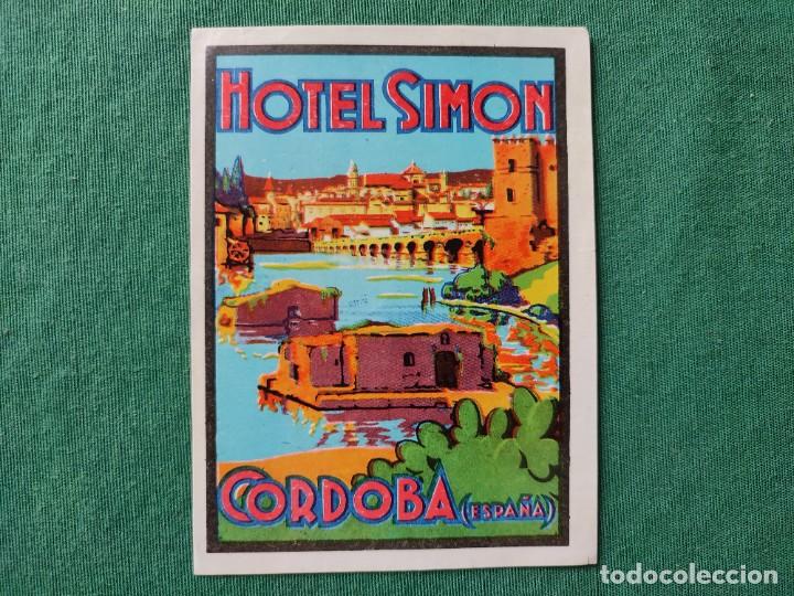 Etiquetas antiguas: Etiqueta de Hotel - Hotel Simon, Cordoba (Espa&ntilde;a)