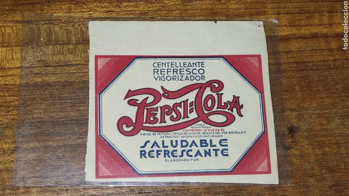 Etiquetas antiguas: Antigua etiqueta PEPSI COLA sobre principios siglo xx