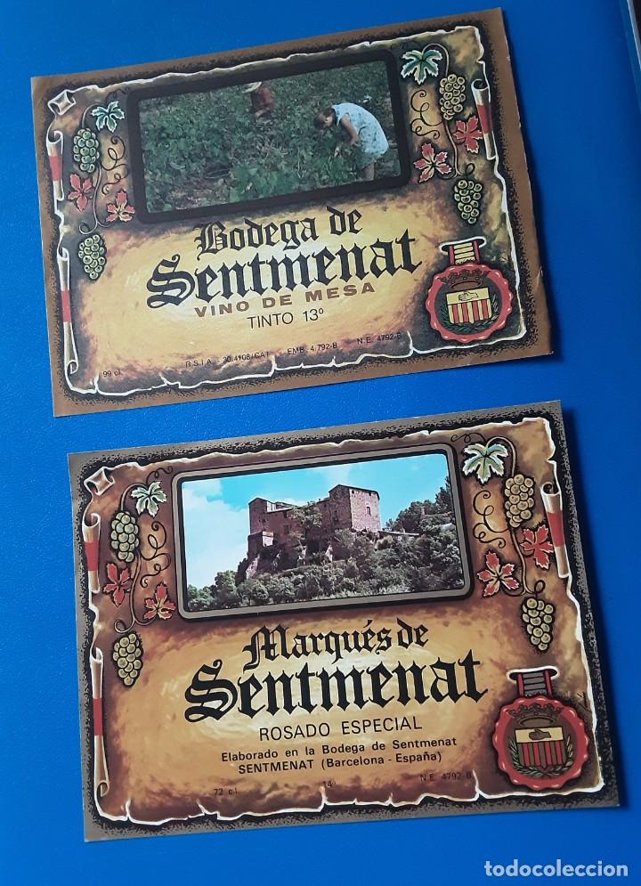 Etiquetas antiguas: Dos etiquetas de vino Marqu&eacute;s de Sentmenat