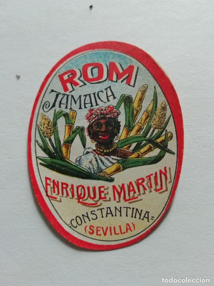 Etiquetas antiguas: Etiqueta rom Jamaica Enrique Mart&iacute;n Constantina 6 cm