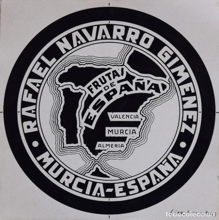 Etichette antiche: DISE&Ntilde;O ORIGINAL PARA IMPRIMIR. ETIQUETA NARANJA. RAFAEL NAVARRO GIM&Eacute;NEZ. MURCIA