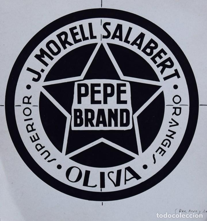 Etichette antiche: DISE&Ntilde;O ORIGINAL PARA IMPRIMIR. ETIQUETA NARANJA. J. MORELL SALABERT. OLIVA