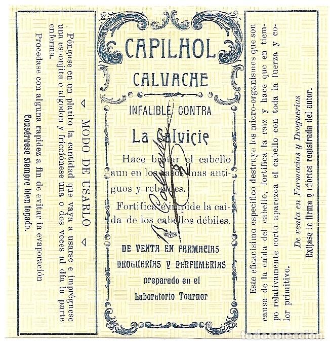 Etiquetas antiguas: CAPILHOL CALVACHE - ANTIGUA ETIQUETA - Foto 1