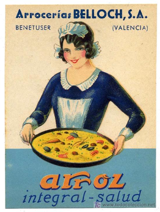 Old Labels: ETIQUETA ARROZ INTEGRAL SALUD, ARROCERIAS BELLOCH S.A. BENETUSER , VALENCIA , ER411