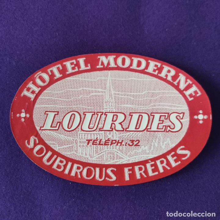 Etiquetas antiguas: ETIQUETA DE HOTEL EXTRANJERA. HOTEL MODERNE. LOURDES. FRANCIA.