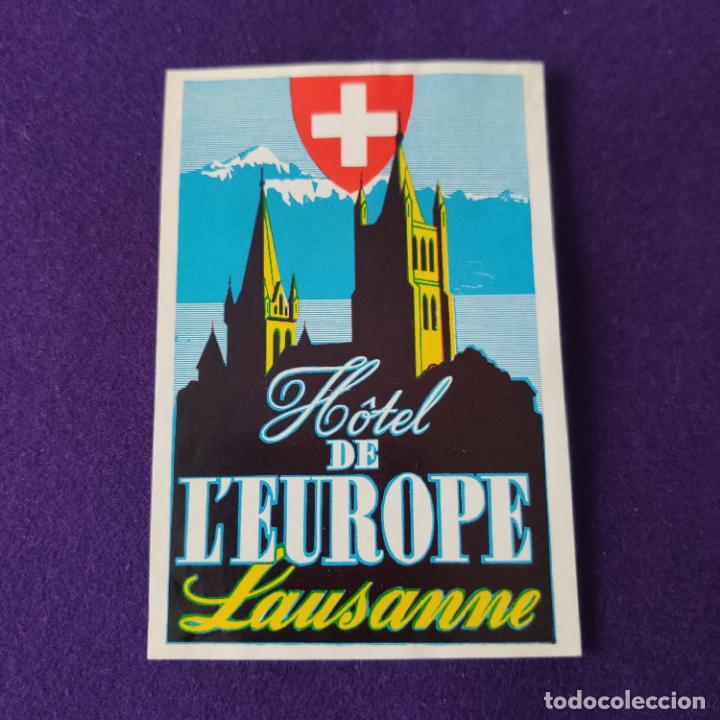 Etiquetas antiguas: ETIQUETA DE HOTEL EXTRANJERA. HOTEL DE L&acute;EUROPE. LAUSANNE. SUIZA.
