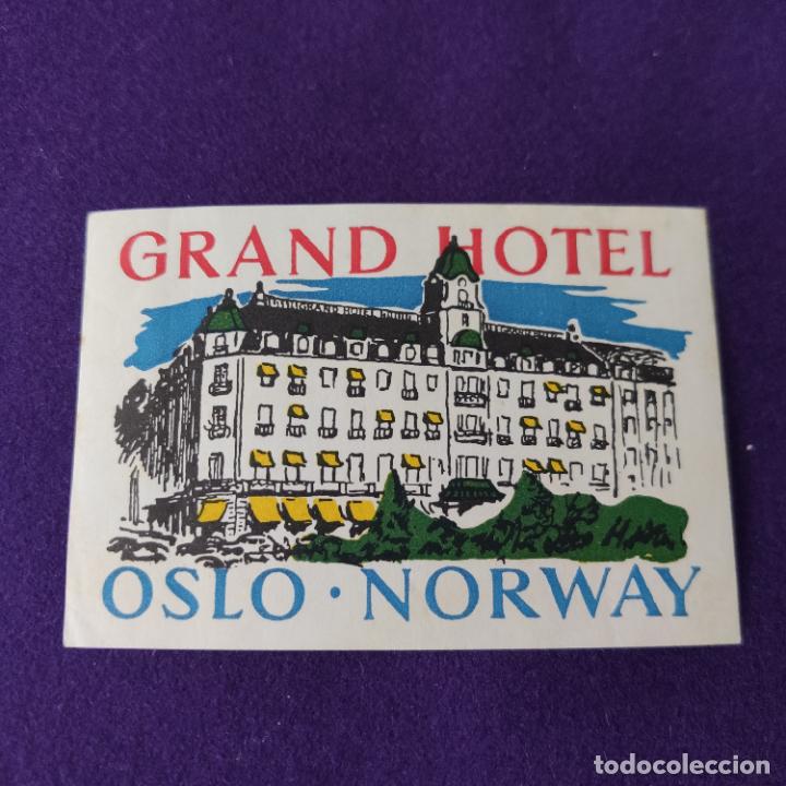 Etiquetas antiguas: ETIQUETA DE HOTEL EXTRANJERA. GRAND HOTEL. OSLO. NORUEGA.