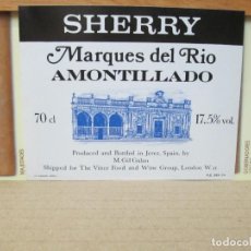 Etiquetas antiguas: ANTIGUA ETIQUETA, SHERRY MARARQUES DEL RIO AMONTILLADO
