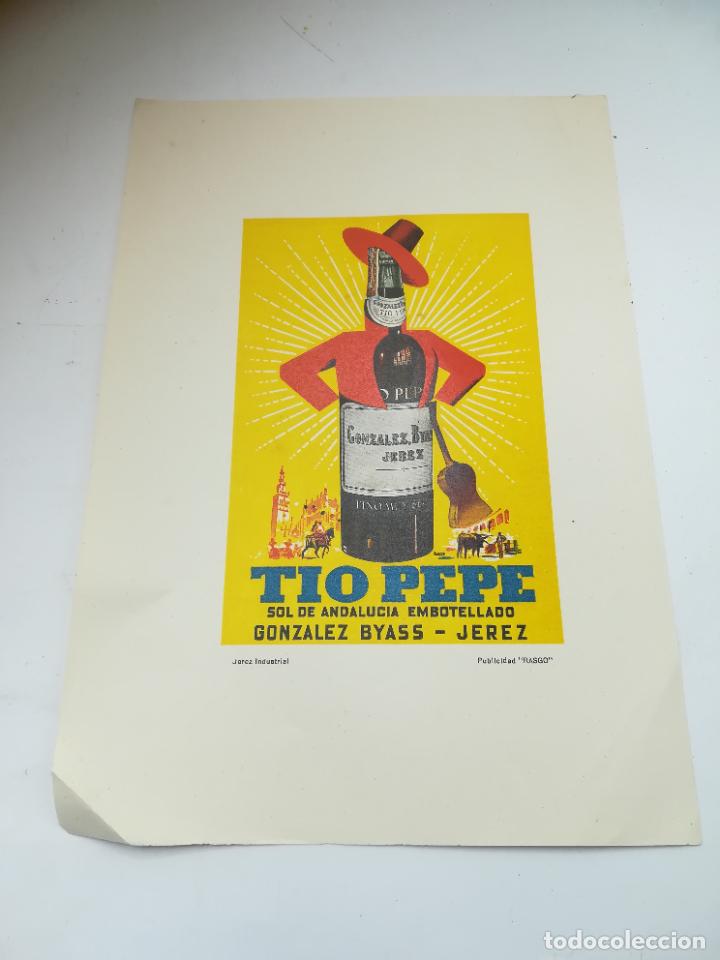Alte Etiketten: ETIQUETA PUBLICITARIA. TIO PEPE. GONZALEZ BYASS. JEREZ. 25 X 17 CM. PUBLICIDAD RASGO
