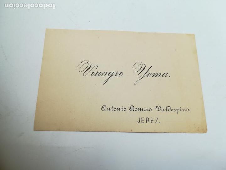 Alte Etiketten: ETIQUETA VINAGRE YEMA. ANTONIO ROMERO VALDESPINO. JEREZ. 12 X 8CM