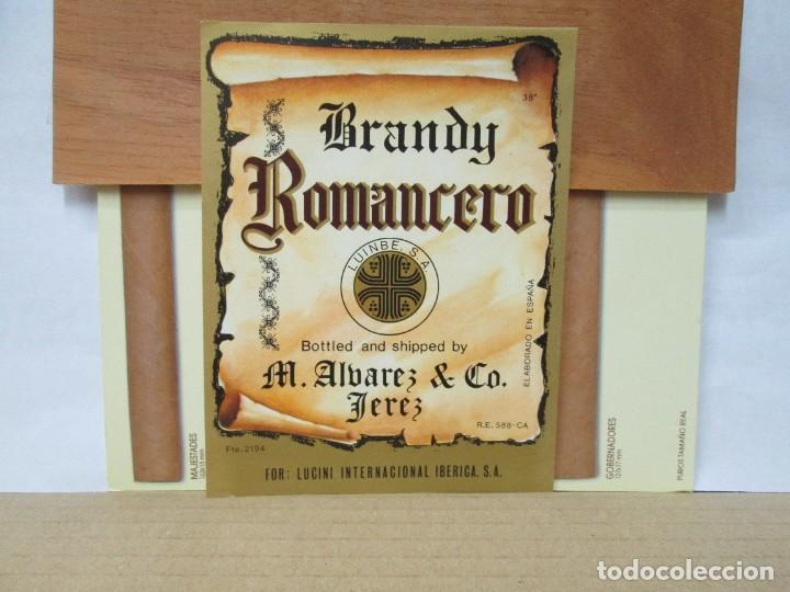 Etiquetas antiguas: ANTIGUA ETIQUETA, BRANDY ROMANCERO