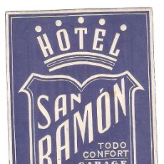 Etiquetas antiguas: 1 ANTIGUA PEGATINA MALETA HOTEL SAN RAMON BARBASTRO