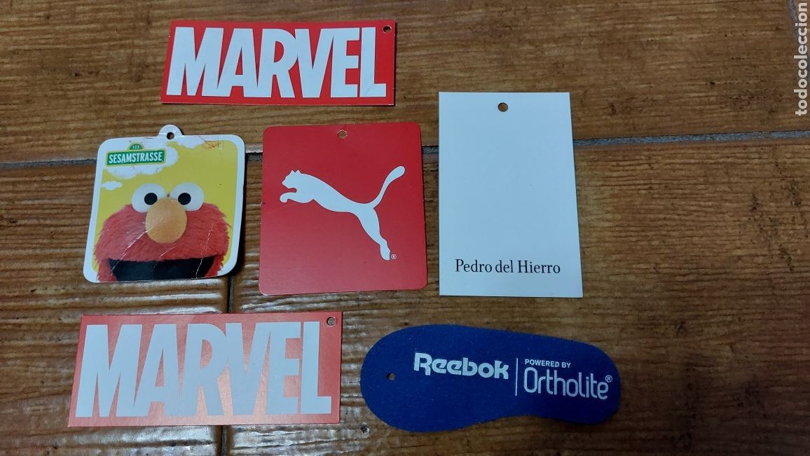 Etiquetas antiguas: 6 Etiquetas Ropa (Barrio S&eacute;samo, Marvel, Puma)