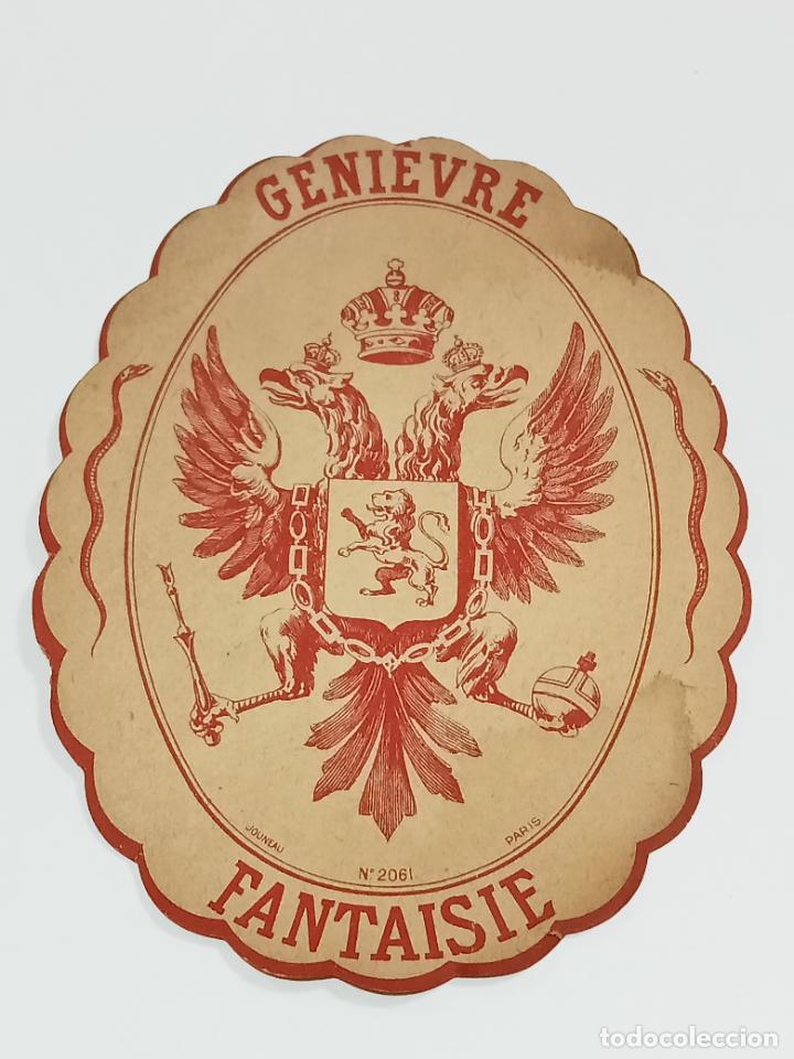 Alte Etiketten: ANTIGUA ETIQUETA. GENIEVRE FANTAISIE. 12 X 9.5 CM. VER