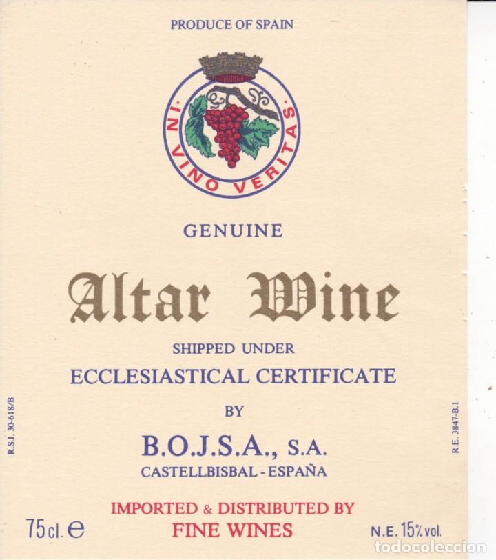 Etiquetas antiguas: etiqueta vino Veritas Altar wine Castellbisbal Barcelona