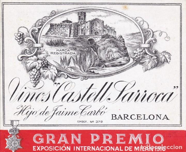 Etiquetas antiguas: etiqueta Vinos Catell Sarroca Barcelona