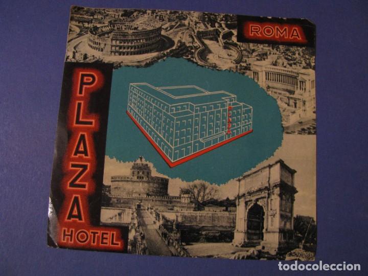 Etiquetas antiguas: ETIQUETA DE HOTEL PLAZA. ROMA. ITALIA. 11,5X11 CM.