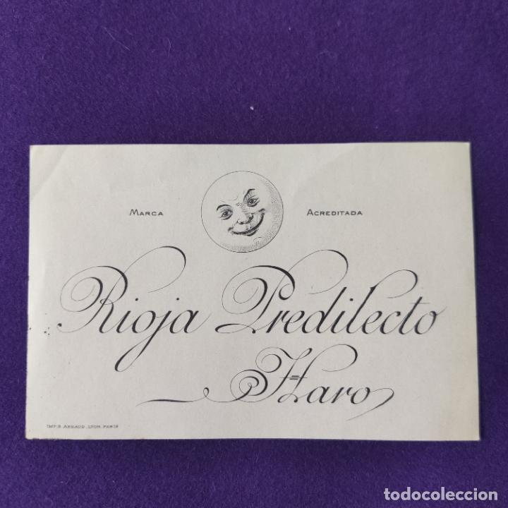 Etichette antiche: ANTIGUA ETIQUETA DE VINO. RIOJA PREDILECTO. HARO. ORIGINAL.