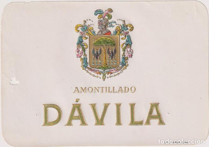 Etiquetas antiguas: Etiqueta. Amontillado D&aacute;vila - Foto 1