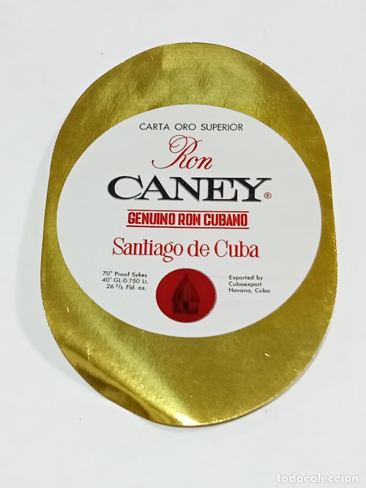Alte Etiketten: ETIQUETA. RON CANEY SANTIAGO DE CUBA. CARTA ORO SUPERIOR. 9 X 13 CM