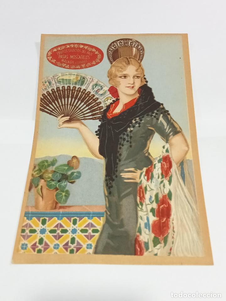 Alte Etiketten: ETIQUETA LITOGRAFIA. MALAGA. FRUTOS SELECTOS DEL PAIS. PASAS MOSCATELES. 15 X 23 CM. VER FOTOS