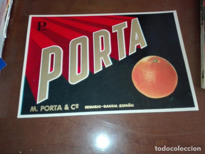 Etiquetas antiguas: ETIQUETA / CARTEL NARANJAS M. PORTA - BENIARJO-GANDIA (VALENCIA) - 25 x 17 CM