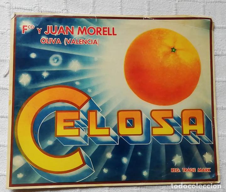 Etiquetas antigas: ANTIGUA ETIQUETA / OLD ADVERT: NARANJAS FRANCISCO Y JUAN MORELL OLIVA VLAENCIA. CELOSA A&Ntilde;OS 60